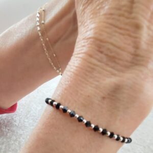 Jet Black Crystals with Sterling Silver Beads